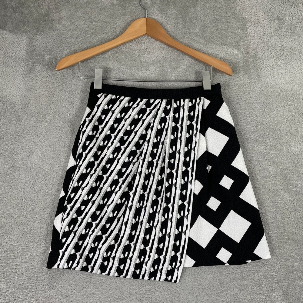 Peter Pilotto Target Skirt Womens 2 Black White Geometric Graphic Mini Mod